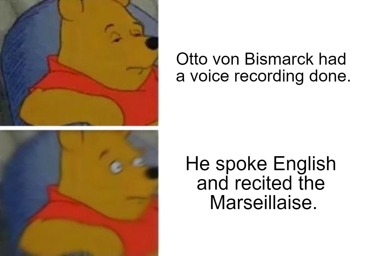 He spoke English, German, Latin and French in the recording.