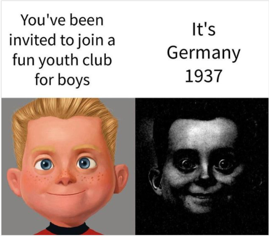 An unsuspecting young german boy who wants to go out and play