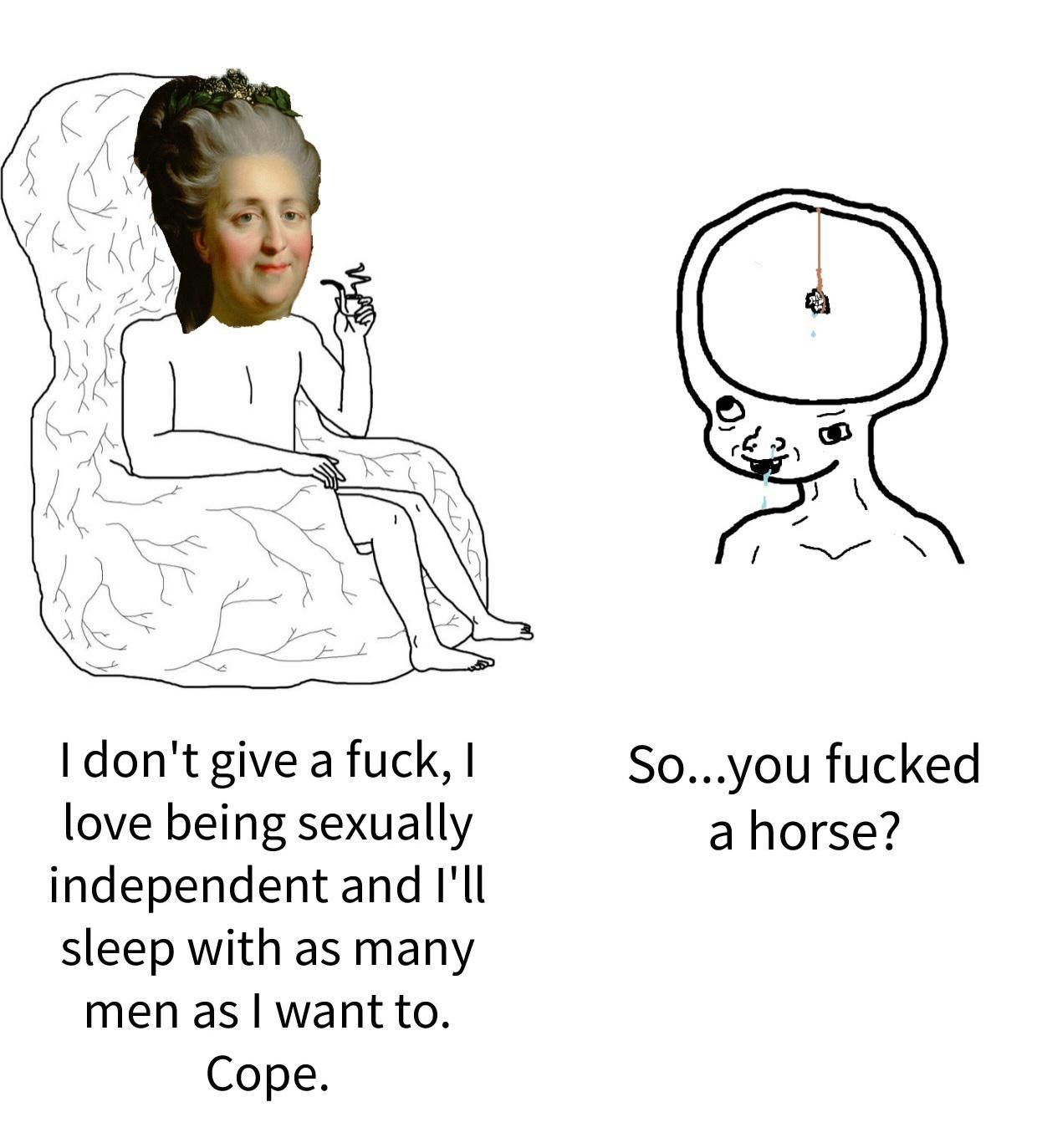 Sorry to disappoint y'all but it's most likely that Catherine the Great did not have sexual relations with her horse.