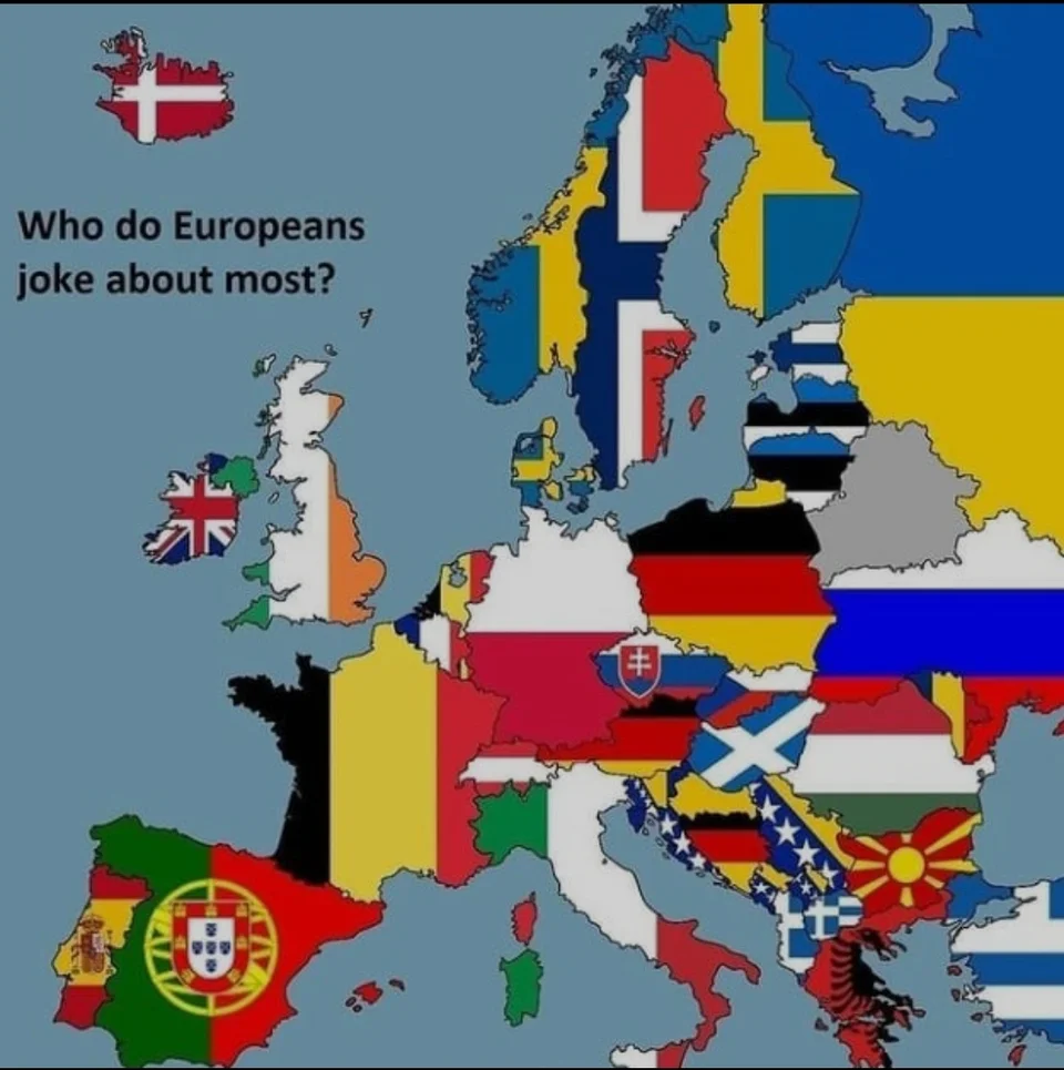 Who do Europeans joke about the most?