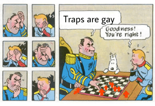 Tintin playing chess with fascist dictator.