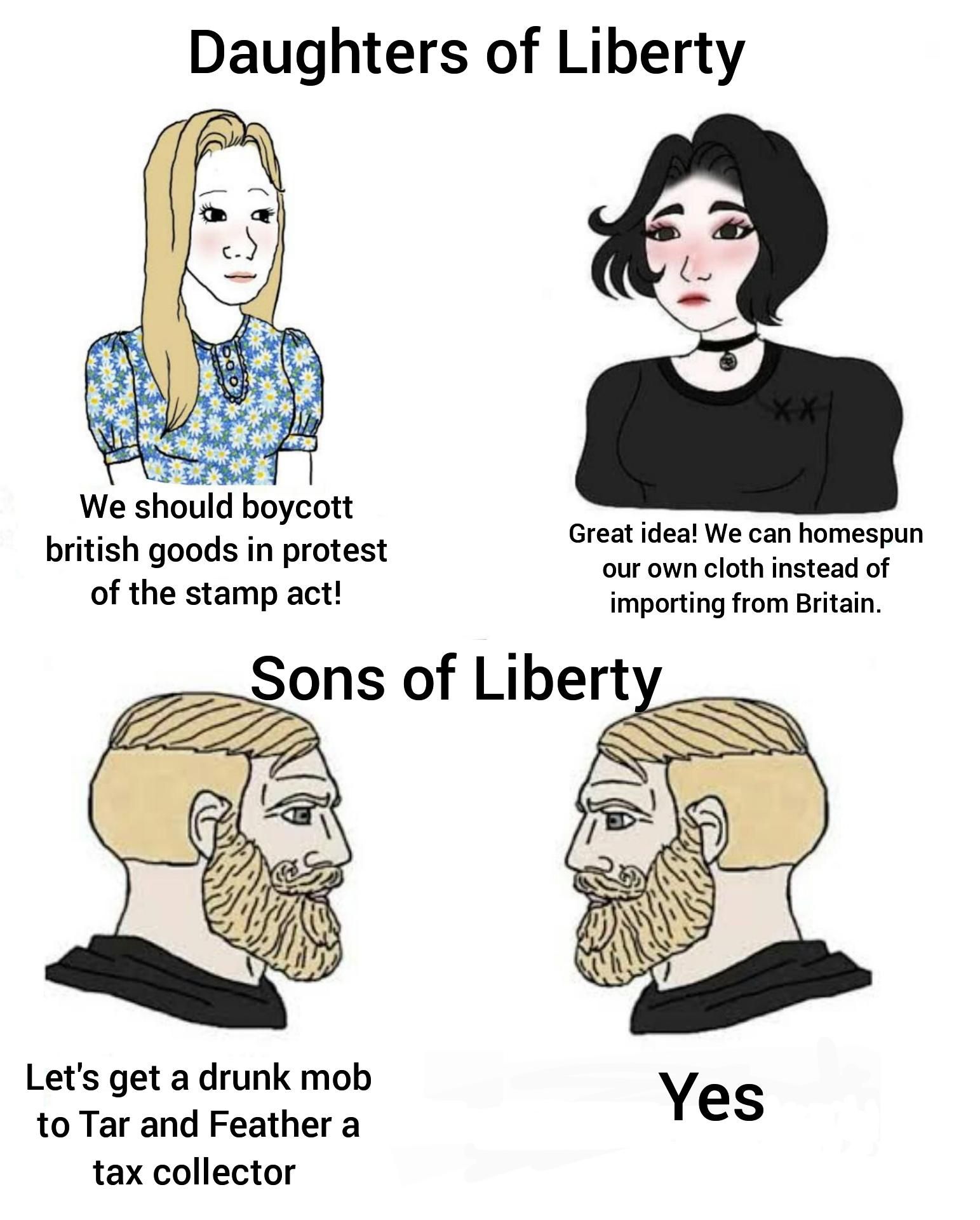 Sons vs Daughters of Liberty were very different