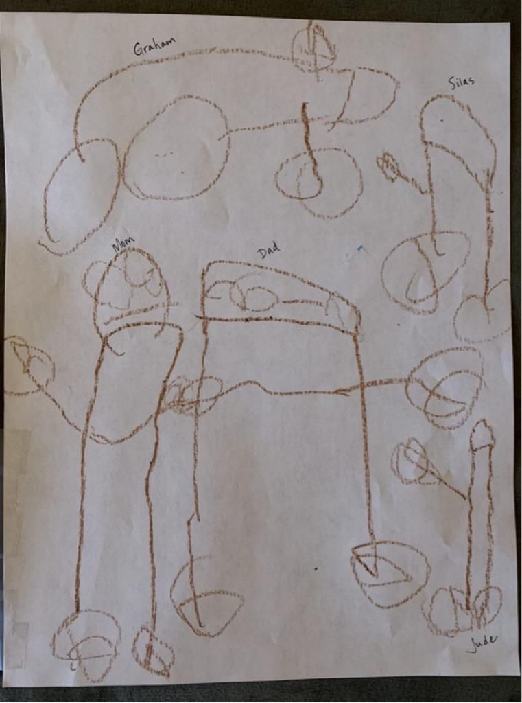 My 3.5 yr old Nephew drew a picture of his family and well….
