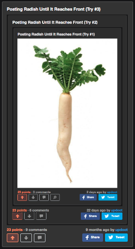 Posting Radish Until It Reaches Front (Try #4)