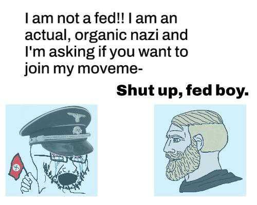 "hehe pepe wojak based bills am I right, fellow nazis?"