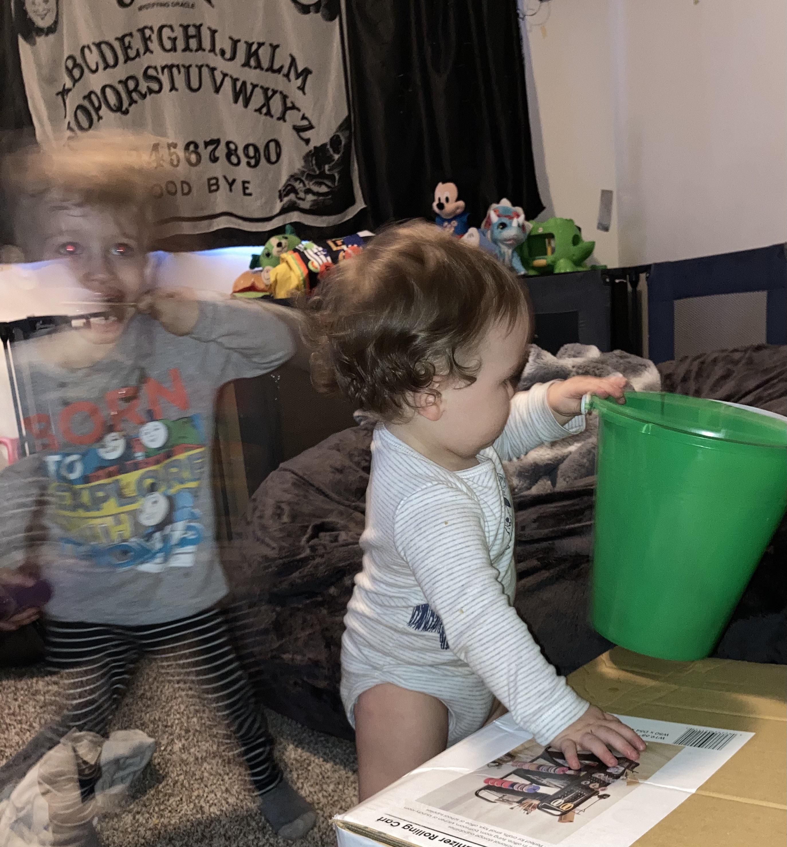 Tried to take a cute picture of my sons, but the oldest decided to go to another dimension