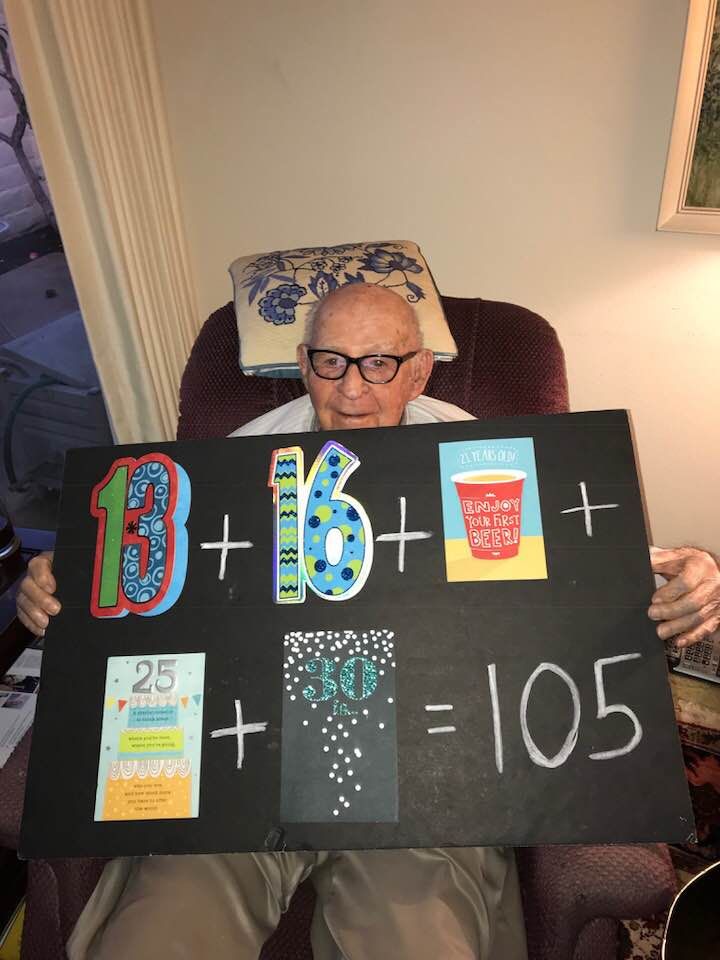 There's no birthday card for someone turning 105 so my aunt improvised!