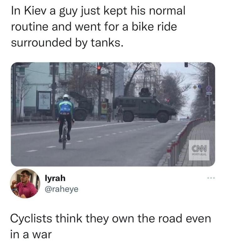 Bruh...Imagine you are invading a city and a guy pass you at 20mph on a bike.