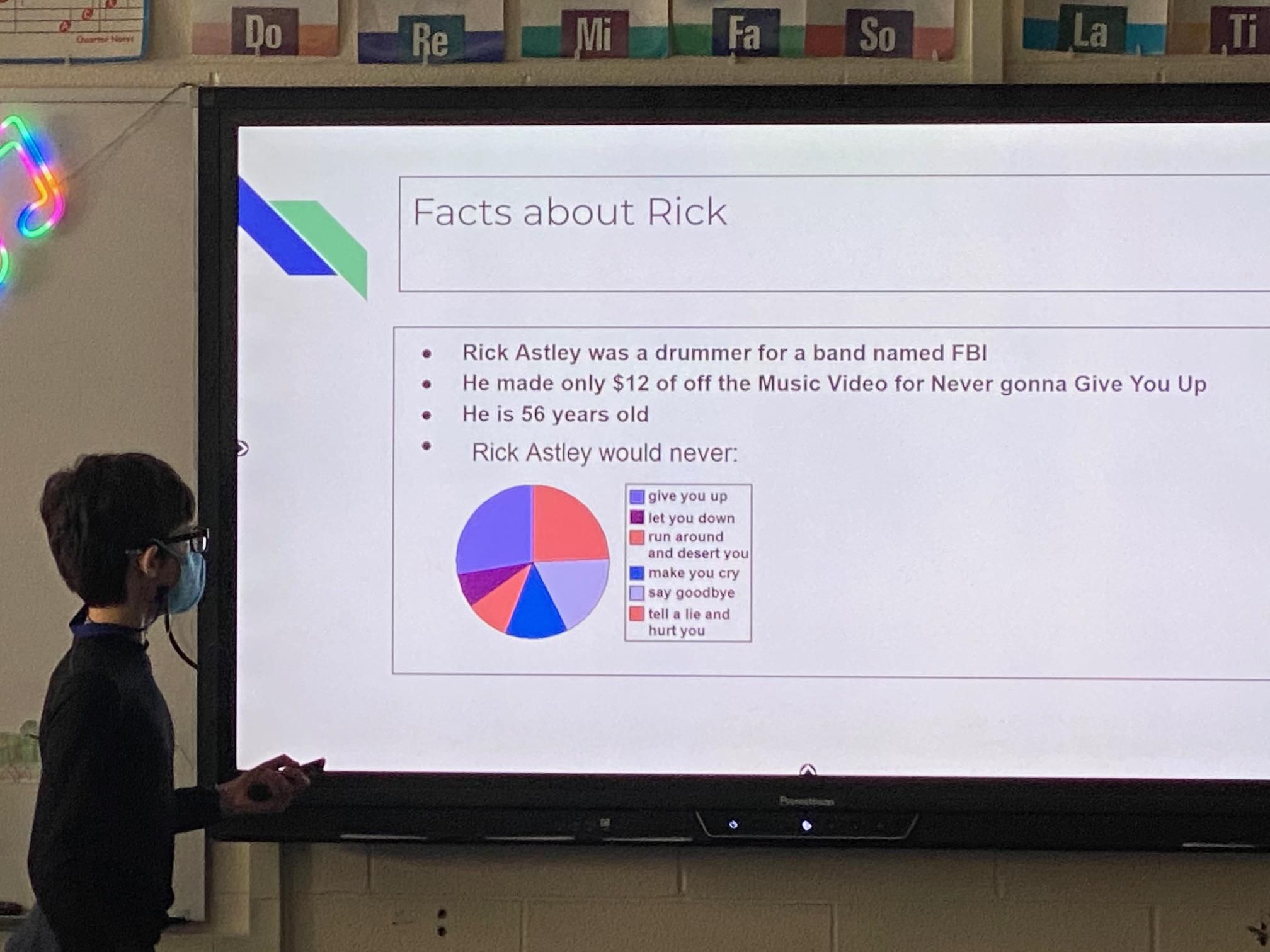 My 10-year-old just Rick Rolled his 5th grade class.