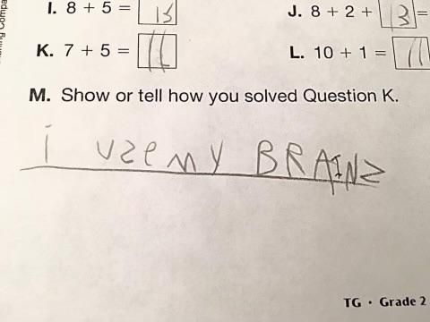 My nephew’s homework when he was 8.