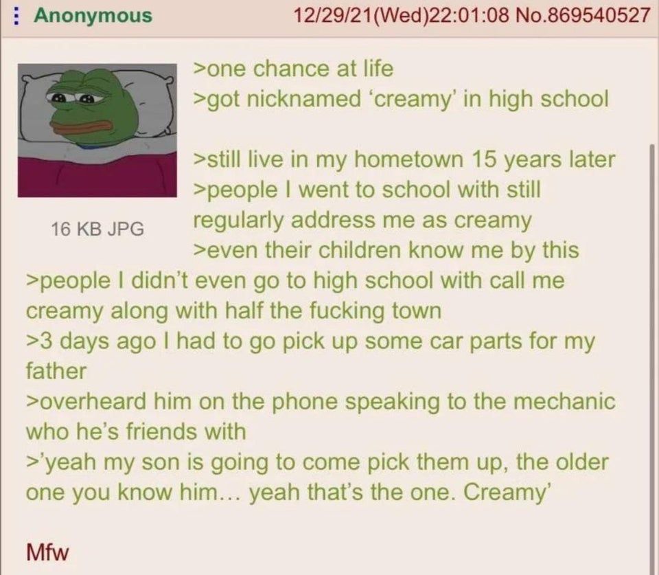 anon was a bottom and got creampied in high school