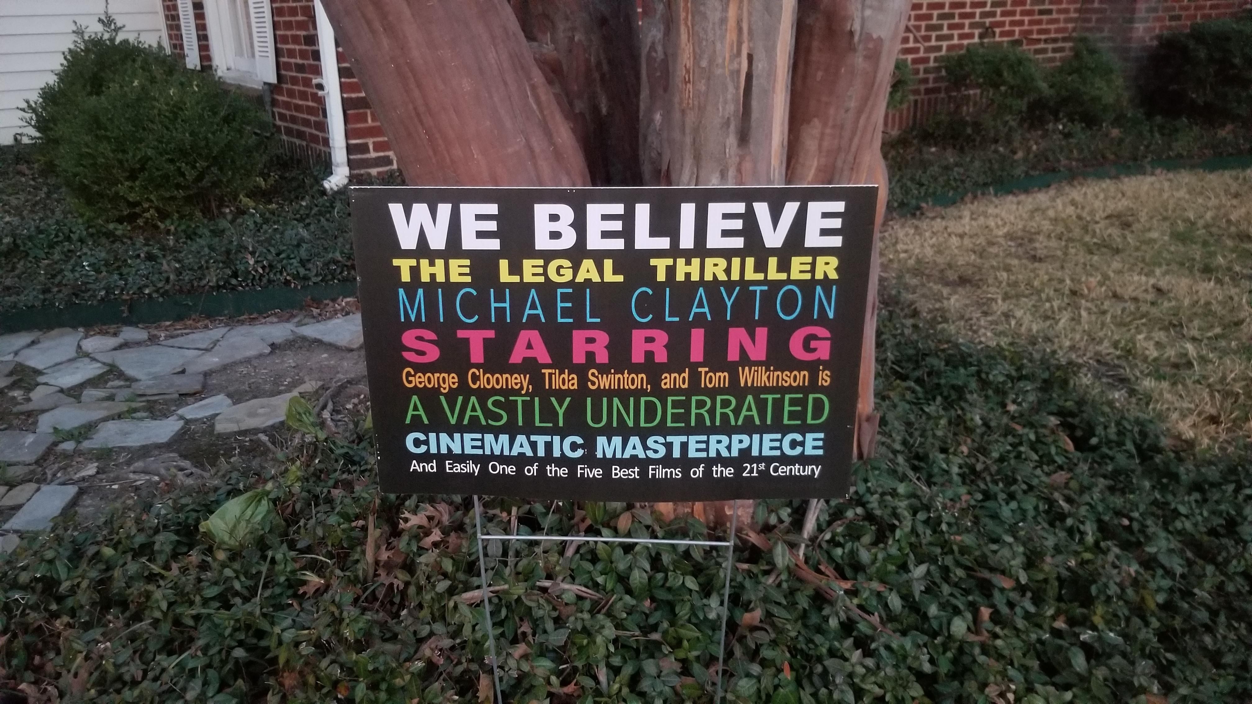 Yard sign in Dallas letting everyone know they think a movie is underrated