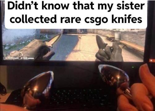 My sister collects csgo knifes