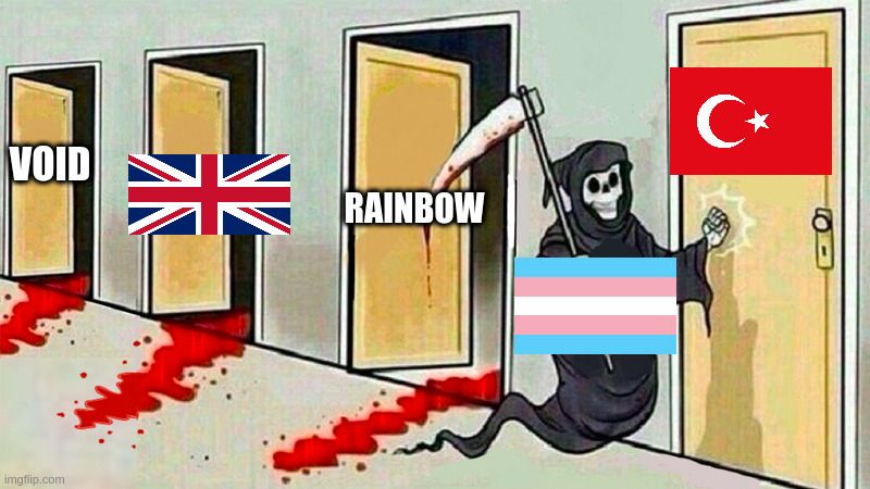 trans flag going at it.
