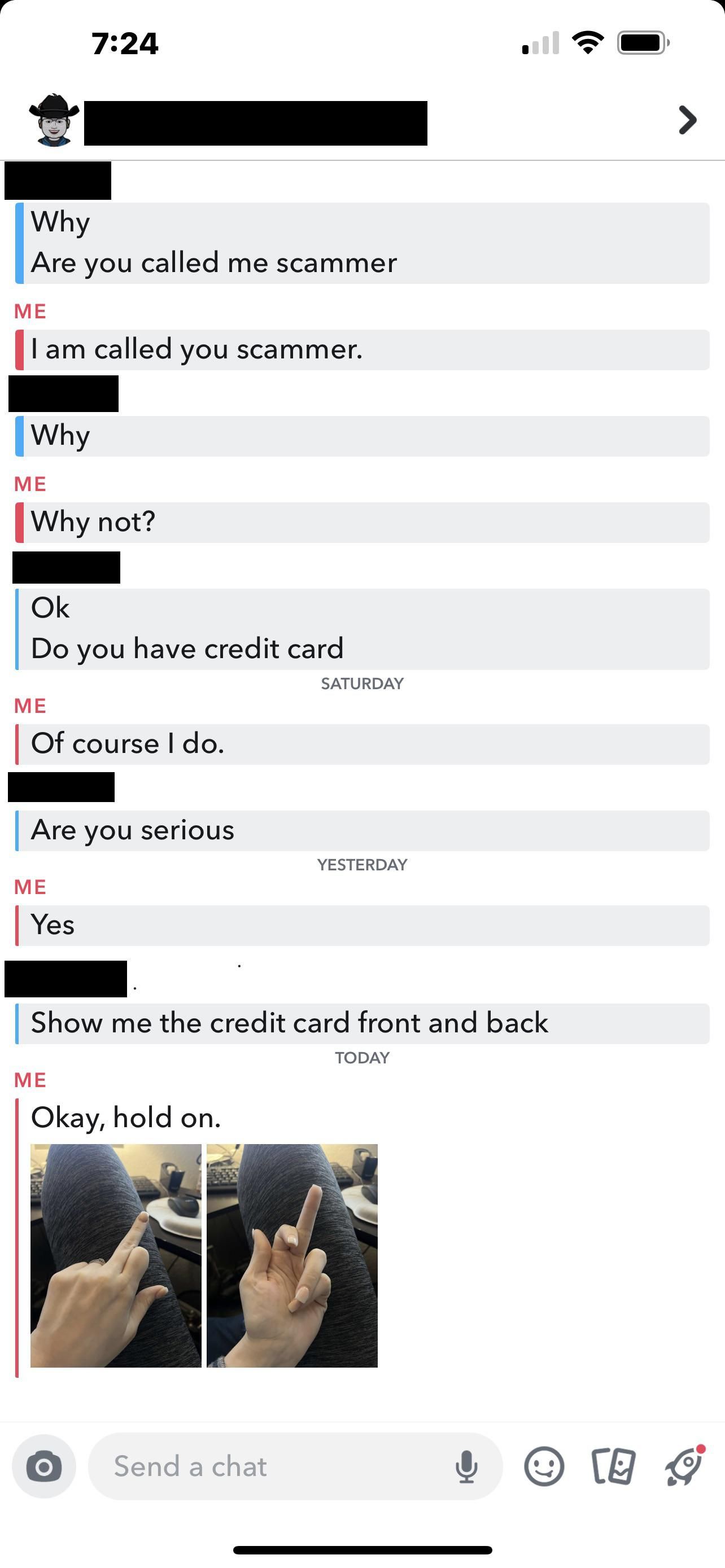 Trolling a scammer.