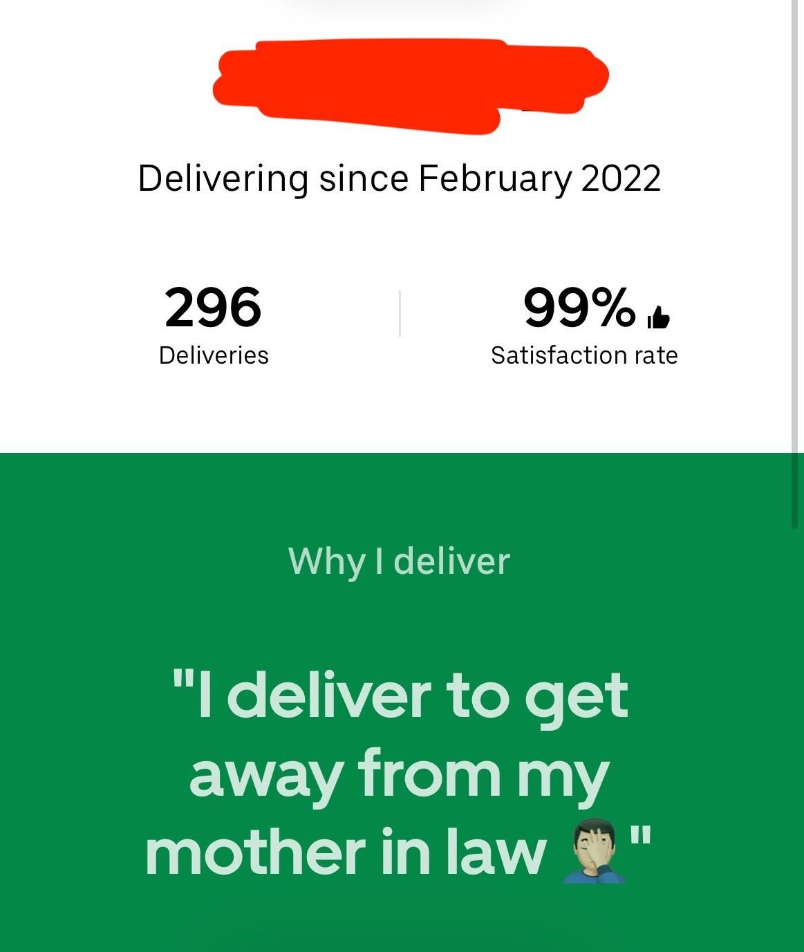 The reason why my UberEats courrier delivers food