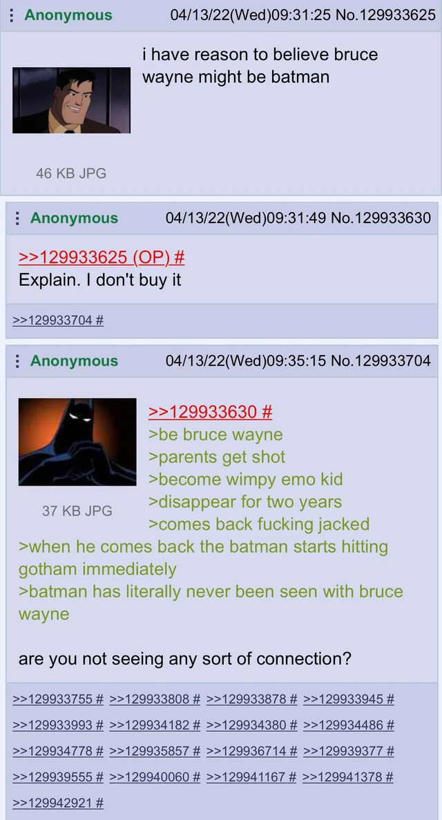 Anon suspects Bruce Wayne is Batman