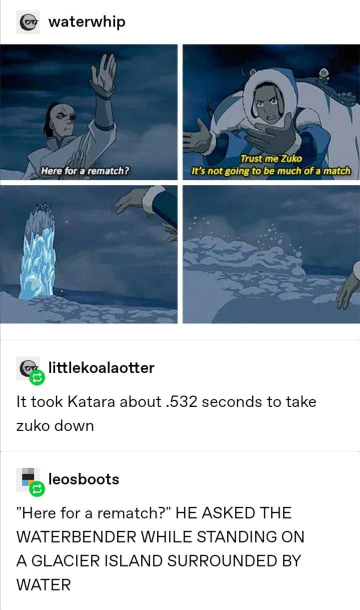 Zuko, whether brave or stupid, is a master slapstickbender.
