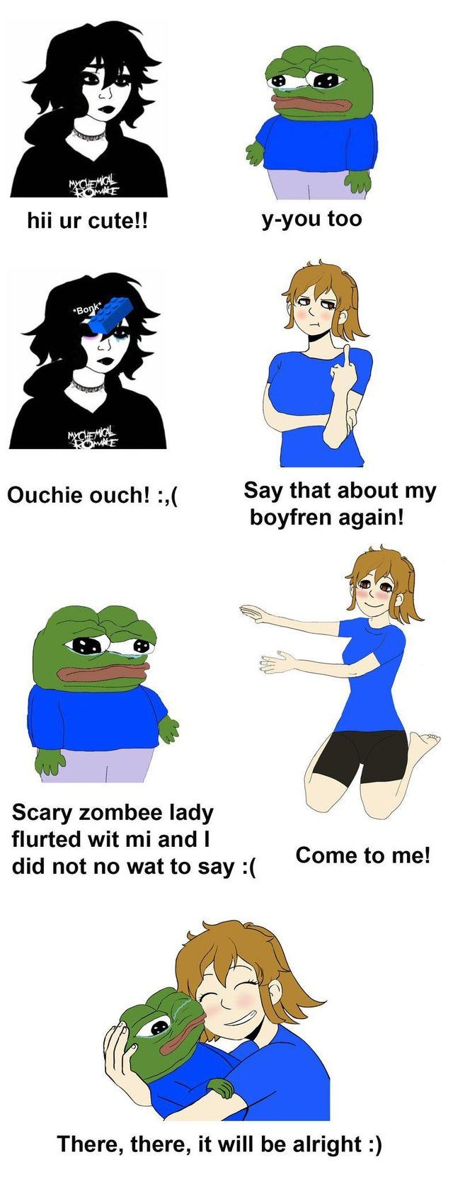 Hurry, guys! We have to rescue this innocent lad from these vile witches!