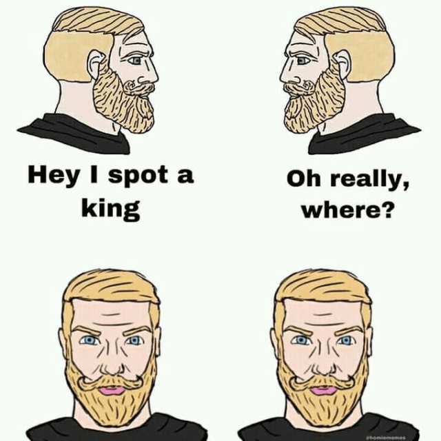 Three kings looking at one another
