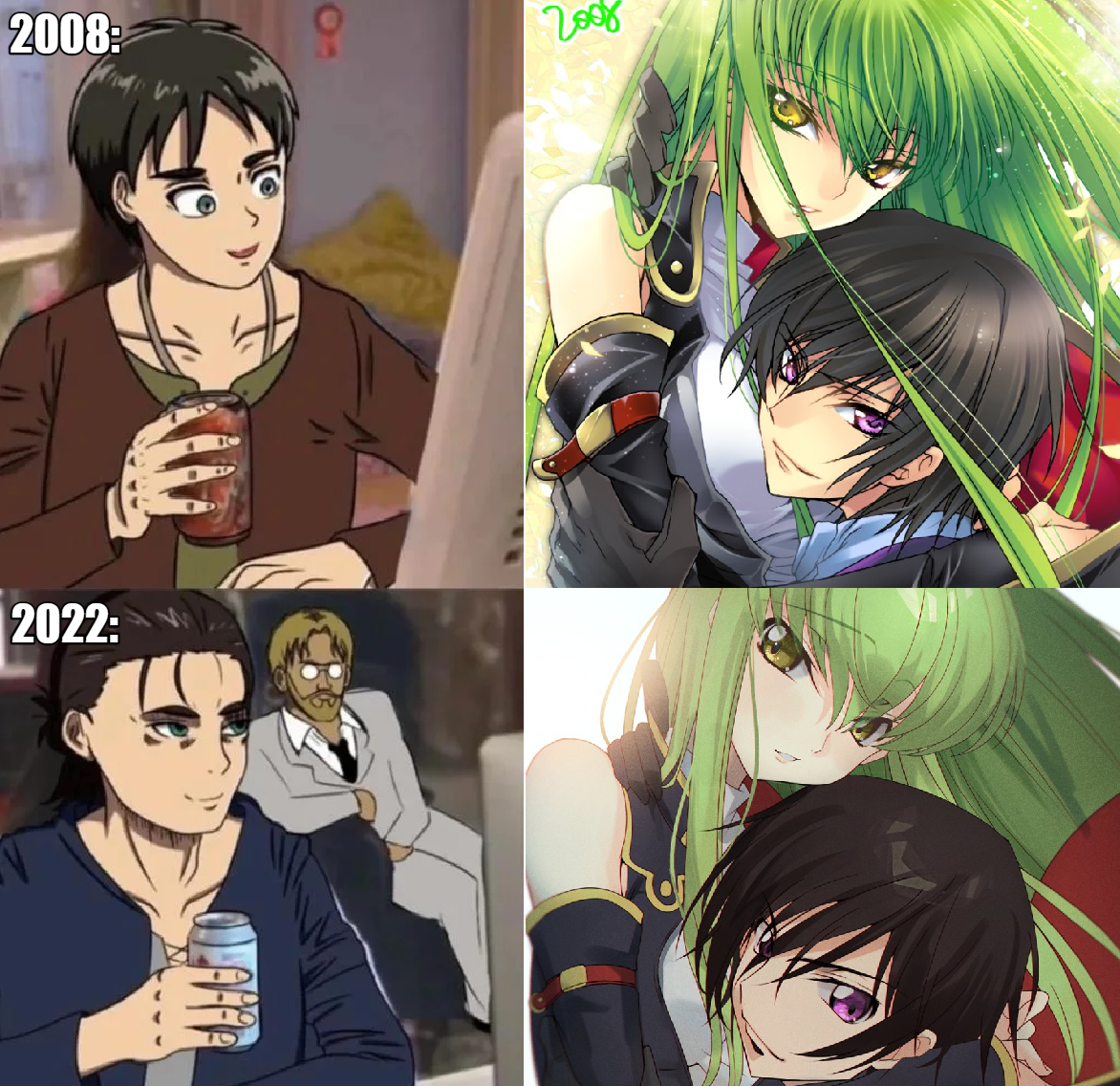 The sheer loyalty of this one artist drawing only C.C and Lelouch fanart for 14 years