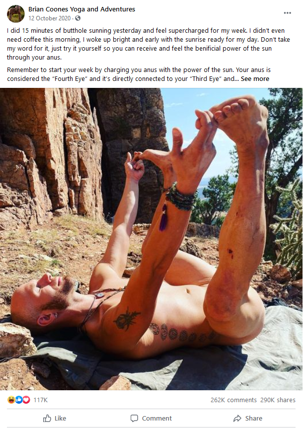 Have you done your 15 min of butthole sunning this week?