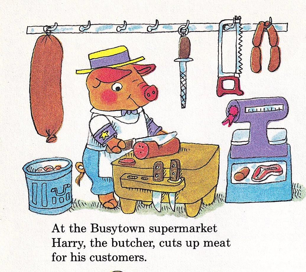 Is the Busytown butcher chopping up his family?
