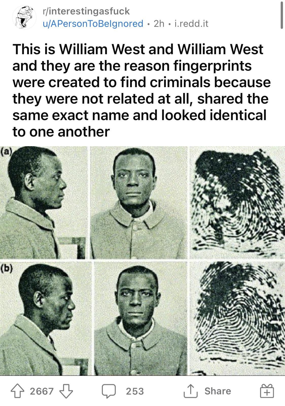 Circa 1903, the creation of the fingerprint.