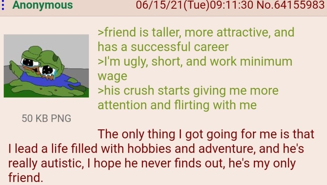 Remember lads. The normie always gets the girl.