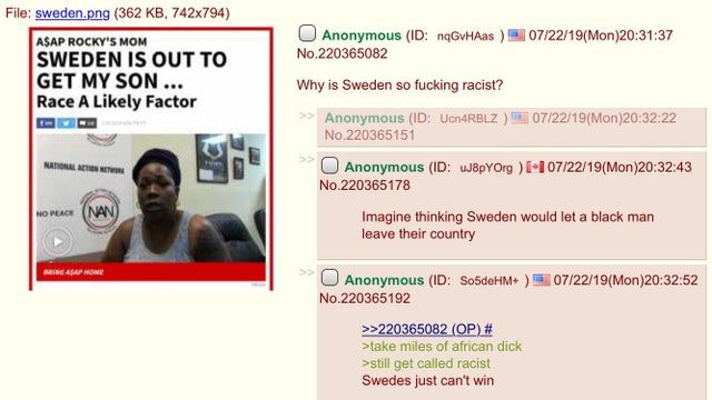 Sweden can't be racist if there are no more Swedes
