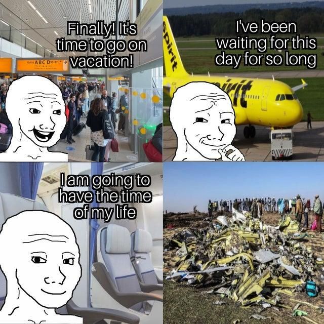 Plot twist: wojak successfully landed and went looking at a piece of modern art