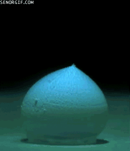 Water droplet in the process of freezing