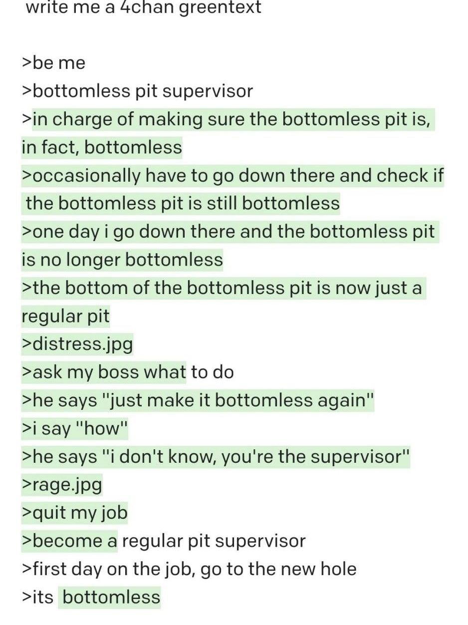 This is an actual AI-generated greentext