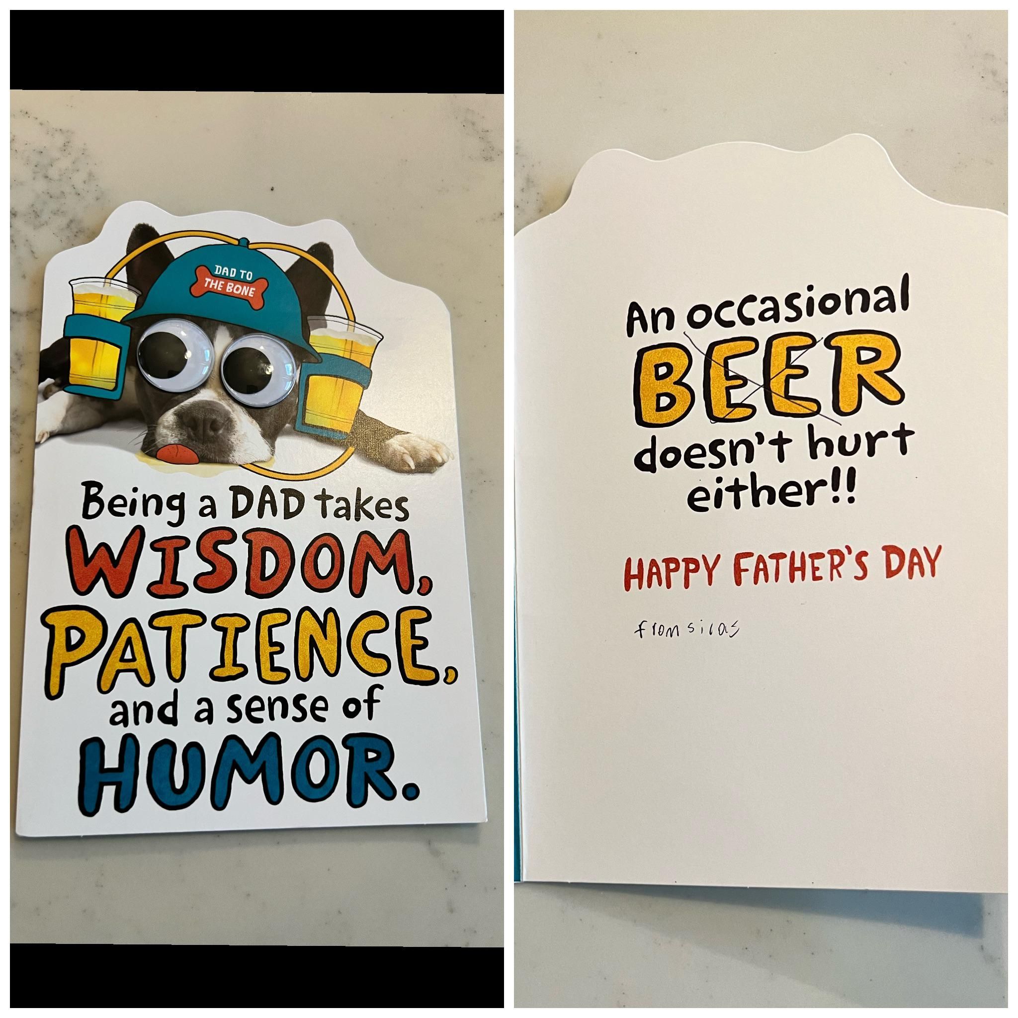 My son gave me this card today but warned me he didn’t actually read it before he got it. I’m a recovering alcoholic.
