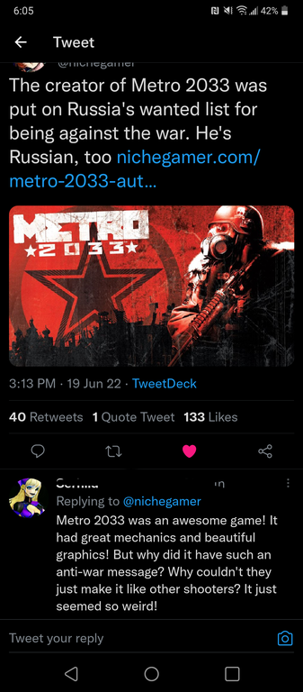 Metro is too political for gamers.