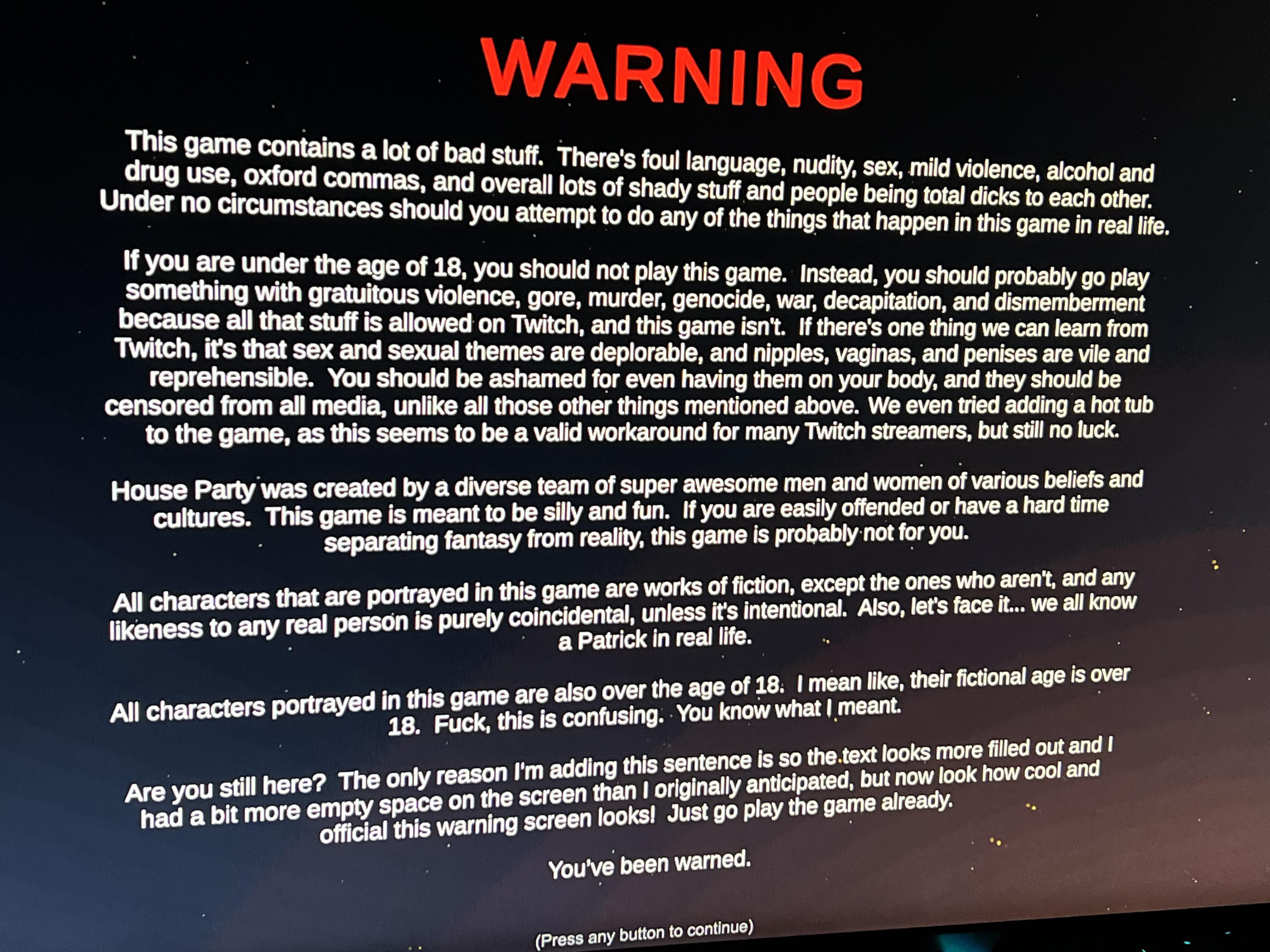 The best pre-game warning ever