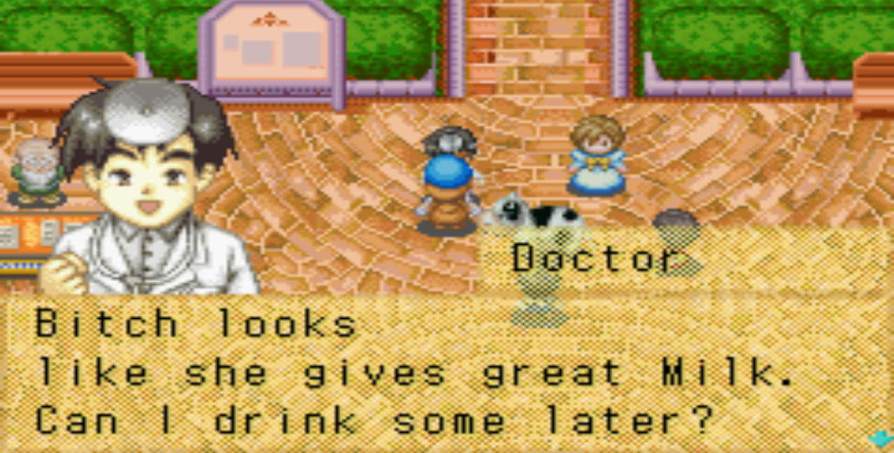 Named my cow "b*tch" in Harvest moon, and I laughed so hard at this scene.