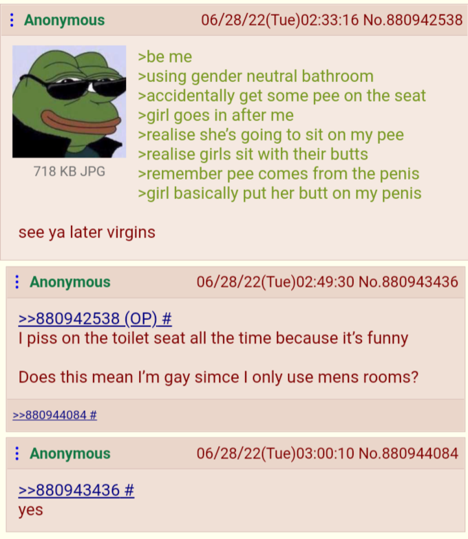 Anon uses gender neutral bathroom