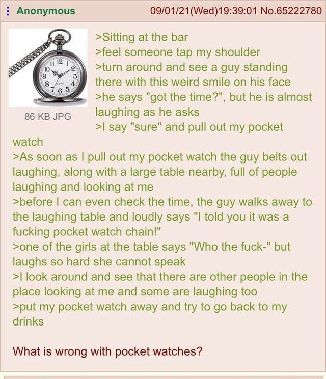 Anon has a pocket watch