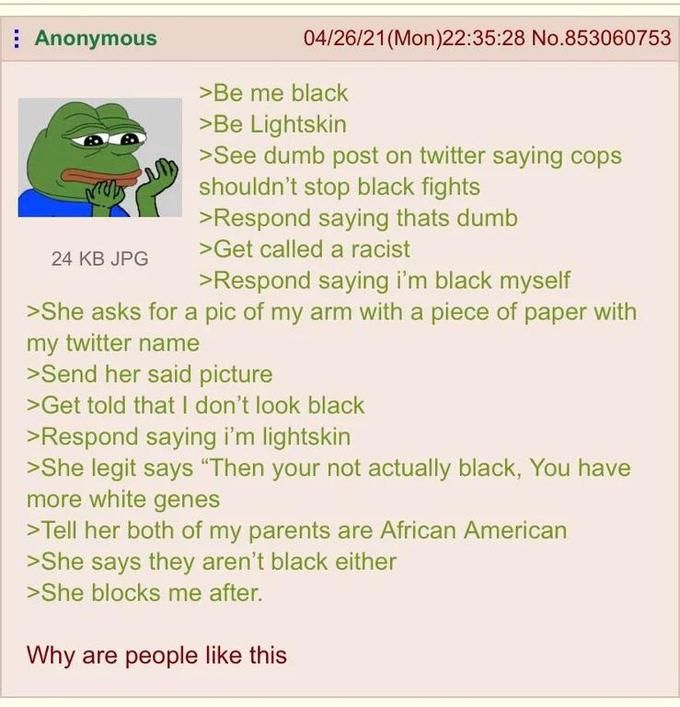 Anon experiences racism