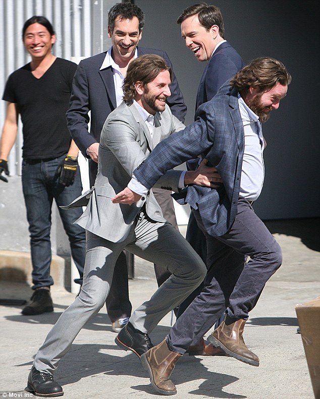 Bradley Cooper tickling Zach Galifianakis