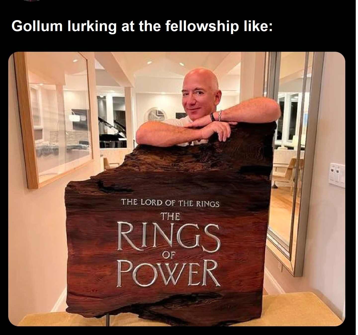 Gollum is a slimy, skinny creature living in the middle of an underground lake underneath the Misty.