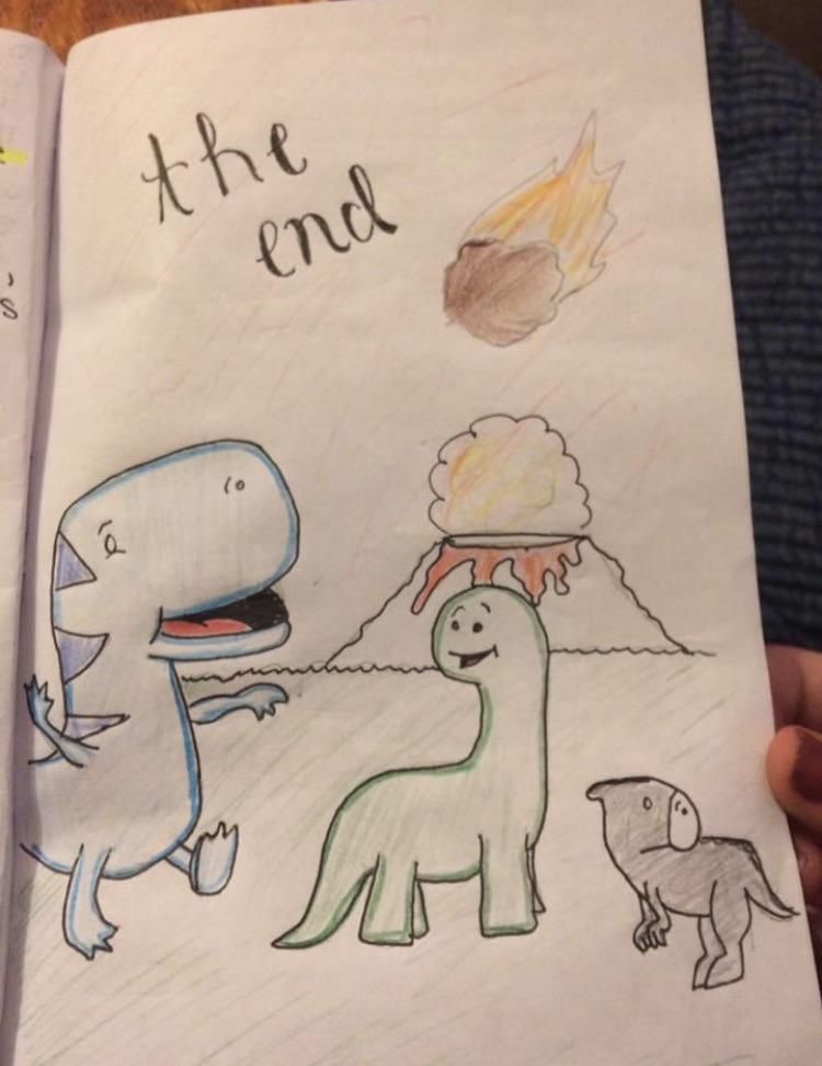 Last page of my daughter’s dino book she made for her elementary school assignment.