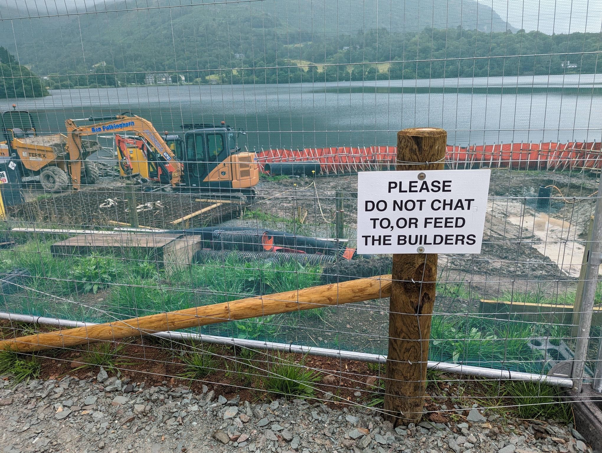 They'll ask everyone not to tap on the excavator's windows next