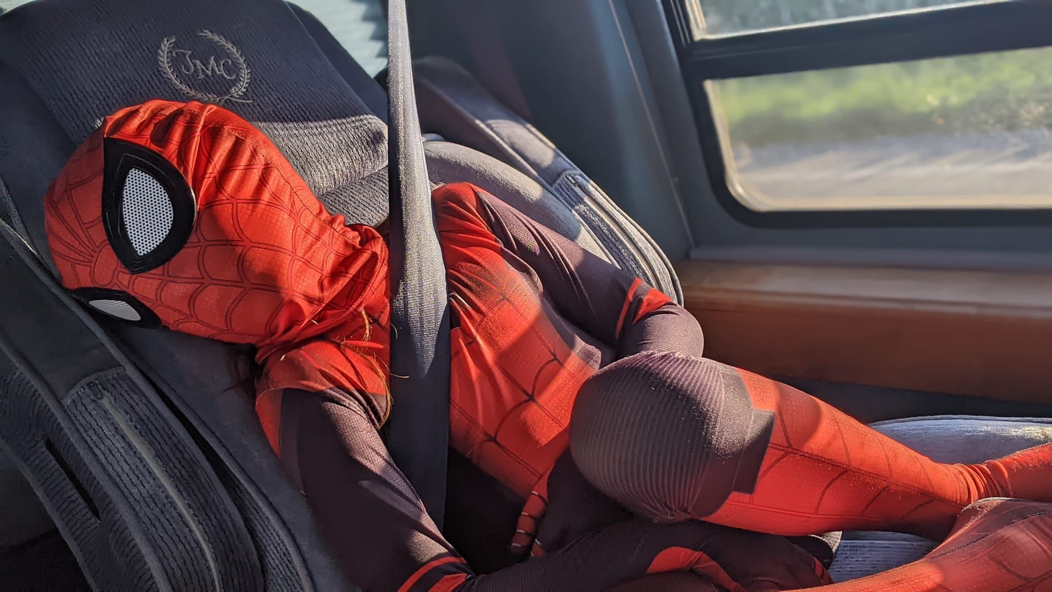 My nephew, Spider-Man, after a long day.