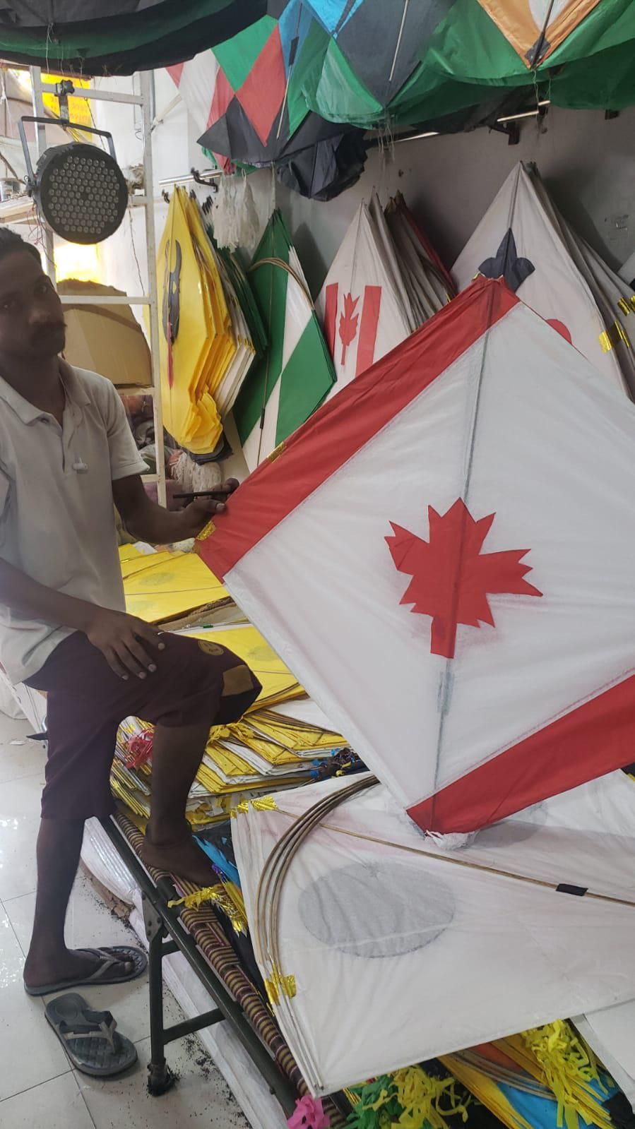Canadian flag according to kite makers in India.