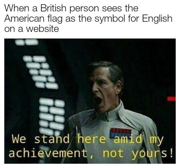When a British person sees the American flag as the symbol for English on a website