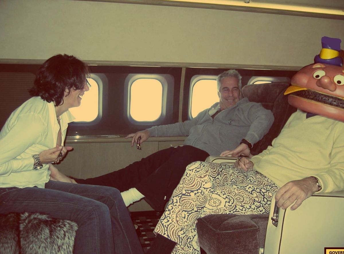 McDonaldland politician receives a foot massage on Jeffrey Epstein' private jet.