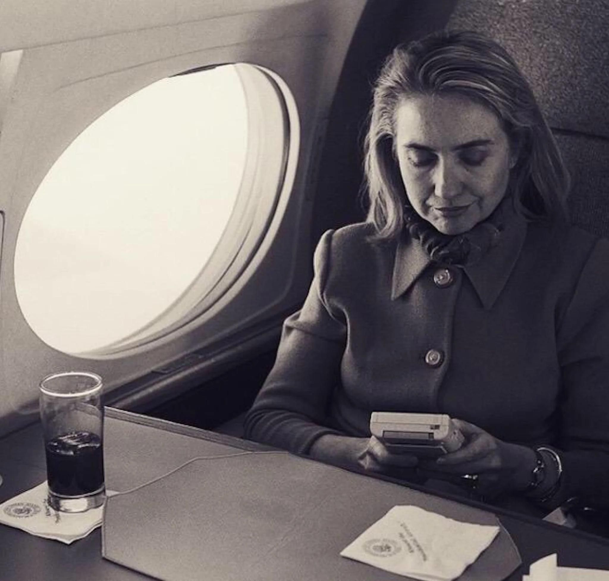 Hillary about to send an email for the first time, 1993