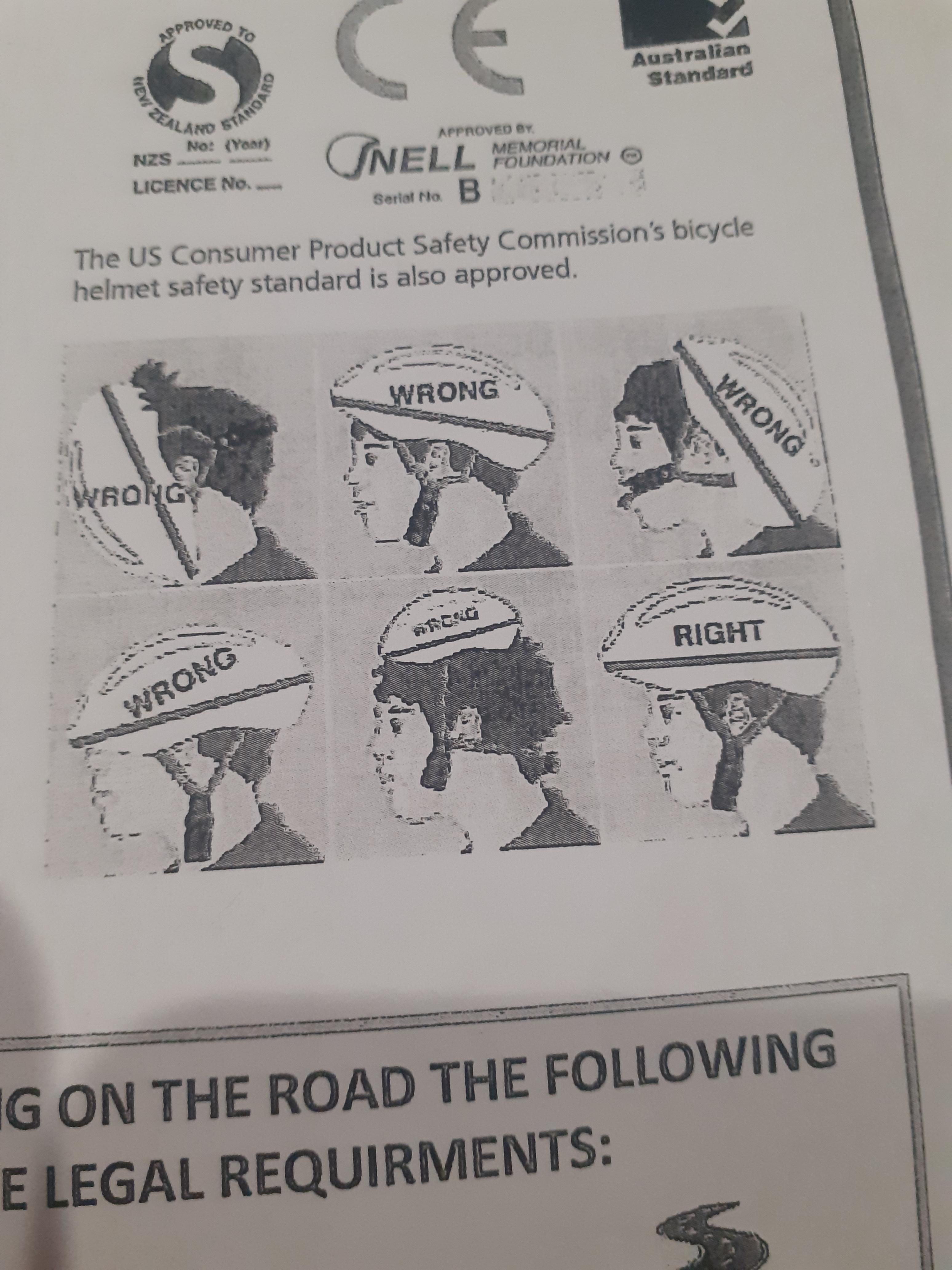 My son's school sent him home with a guide on how to properly operate a cycle helmet